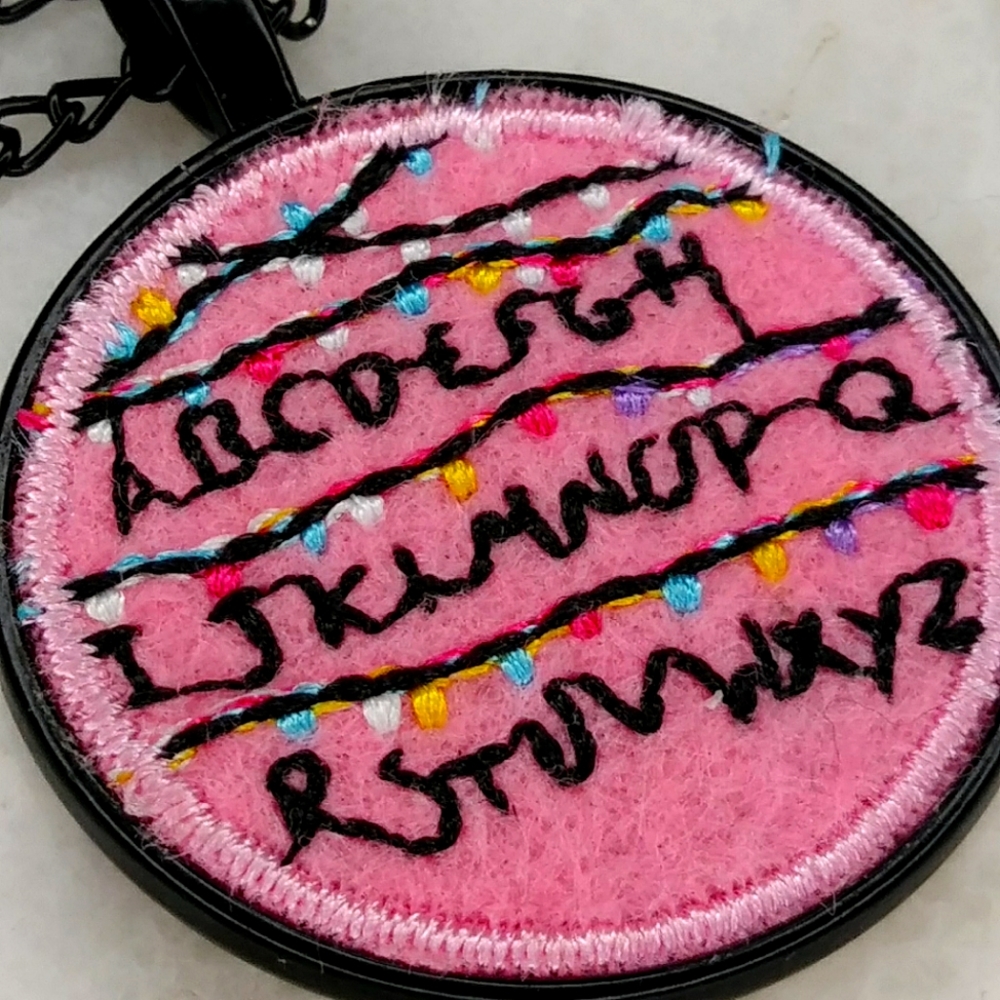 STRANGER Things Pendant Alphabet Lights Pink Black Jewelry Necklace Chain Seven